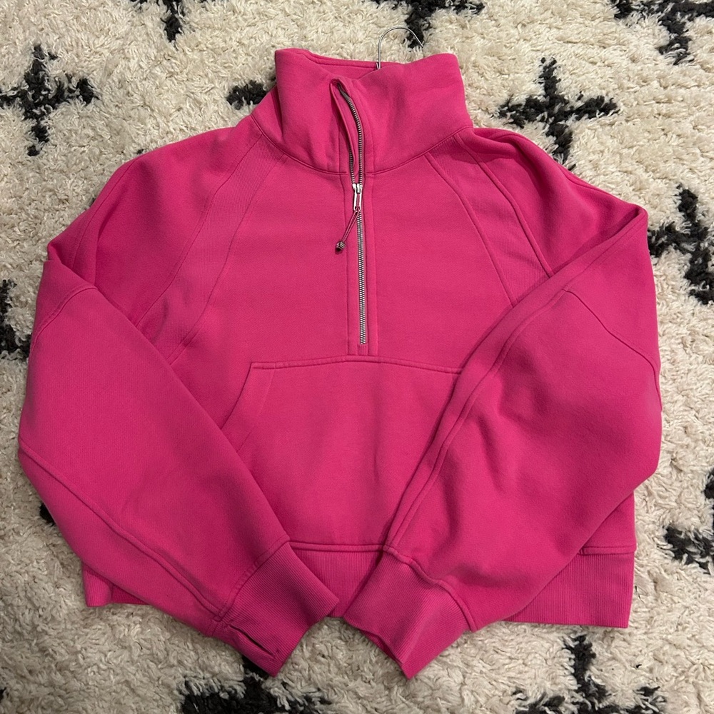 Lululemon Sonic Pink Funnel Neck Half Zip Scuba Size M/L